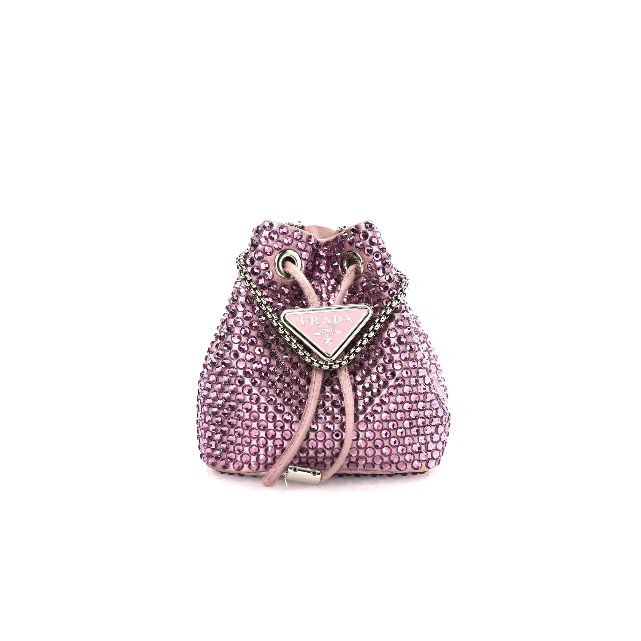Pra*a satin crystal drawstring mini pouch 1np016 (9*9*6cm)